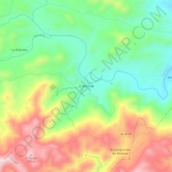 Mapa topográfico El Marchal, altitude, relevo