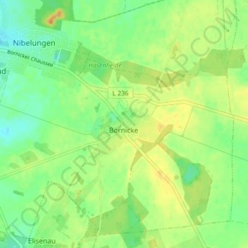 Mapa topográfico Börnicke, altitude, relevo