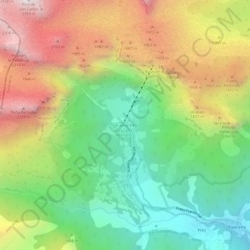 Mapa topográfico Fuente Dé, altitude, relevo