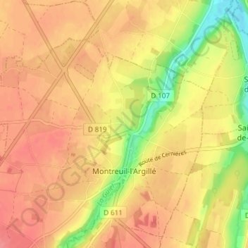 Mapa topográfico La Hêtraie, altitude, relevo