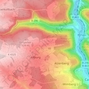 Mapa topográfico Spindlershof, altitude, relevo