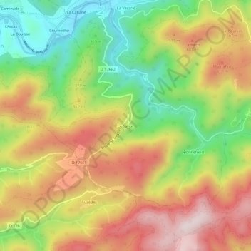 Mapa topográfico Le Sahuc, altitude, relevo
