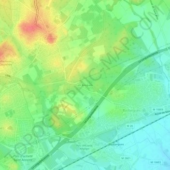 Mapa topográfico Les Bosquets, altitude, relevo