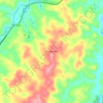 Mapa topográfico Palmitalzinho, altitude, relevo
