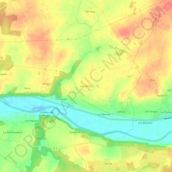 Mapa topográfico Les Zéros, altitude, relevo