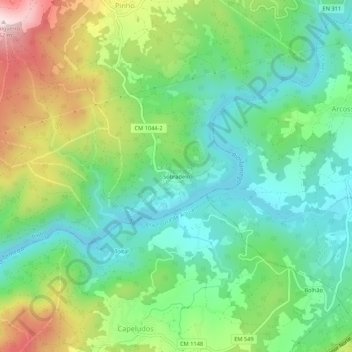 Mapa topográfico Sobradelo, altitude, relevo