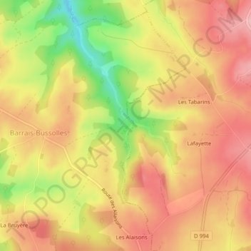 Mapa topográfico Saint-Pourçain, altitude, relevo