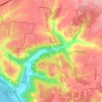 Mapa topográfico Ninemile, altitude, relevo