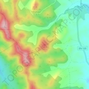 Mapa topográfico Hera, altitude, relevo
