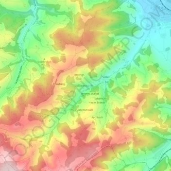 Mapa topográfico Biembach, altitude, relevo