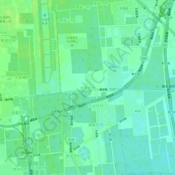 Mapa topográfico 大生庄村, altitude, relevo