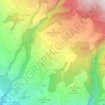 Mapa topográfico La Chapelle, altitude, relevo