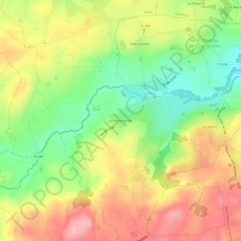 Mapa topográfico La Pommeraie, altitude, relevo