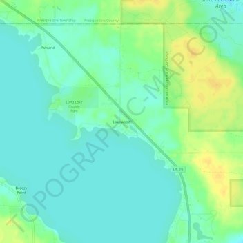 Mapa topográfico Lakewood, altitude, relevo