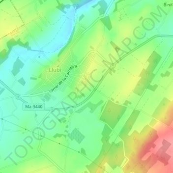 Mapa topográfico Son Torrents, altitude, relevo