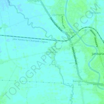 Mapa topográfico Widasari, altitude, relevo