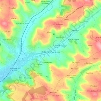 Mapa topográfico Bellile, altitude, relevo