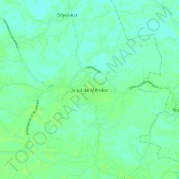 Mapa topográfico Jalpa de Méndez, altitude, relevo