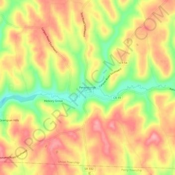 Mapa topográfico Petersburgh, altitude, relevo