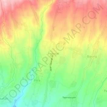 Mapa topográfico Penebel, altitude, relevo