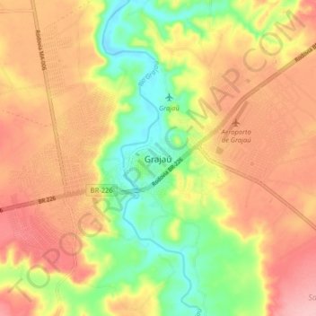 Mapa topográfico Grajaú, altitude, relevo