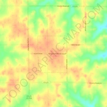 Mapa topográfico Beaconsfield, altitude, relevo