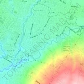 Mapa topográfico Lesanpuro, altitude, relevo