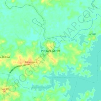 Mapa topográfico Pindaré-Mirim, altitude, relevo