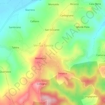 Mapa topográfico Ronzo, altitude, relevo