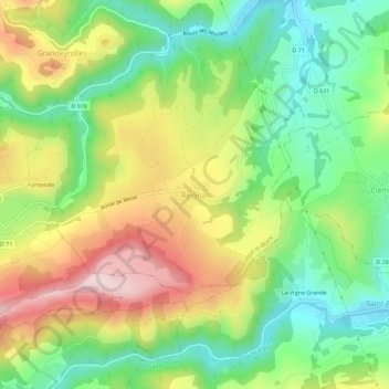 Mapa topográfico Reignat, altitude, relevo