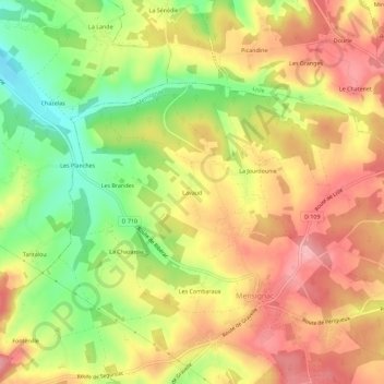 Mapa topográfico Lavaud, altitude, relevo
