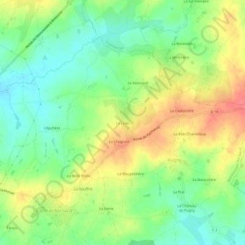Mapa topográfico La Loge, altitude, relevo