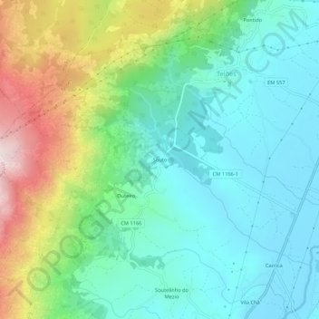 Mapa topográfico Souto, altitude, relevo