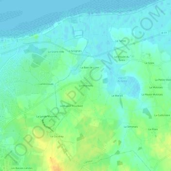Mapa topográfico La Pitardais, altitude, relevo