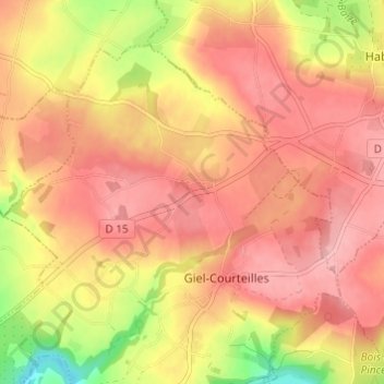 Mapa topográfico Courteilles, altitude, relevo