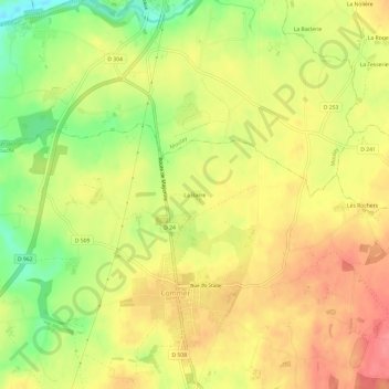 Mapa topográfico La Barre, altitude, relevo