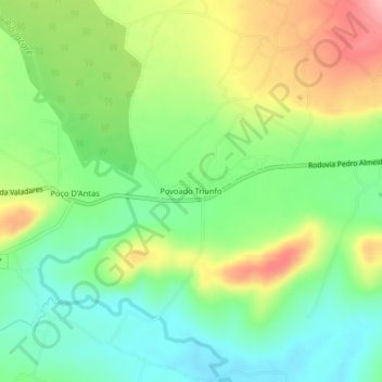 Mapa topográfico Povoado Triunfo, altitude, relevo