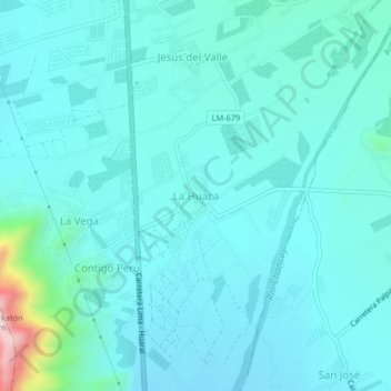 Mapa topográfico La Huaca, altitude, relevo
