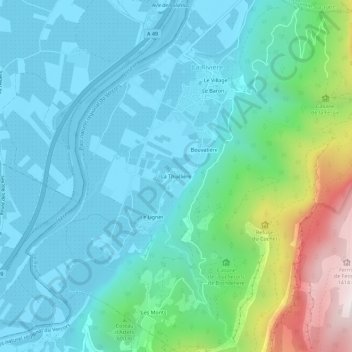 Mapa topográfico La Thuillière, altitude, relevo