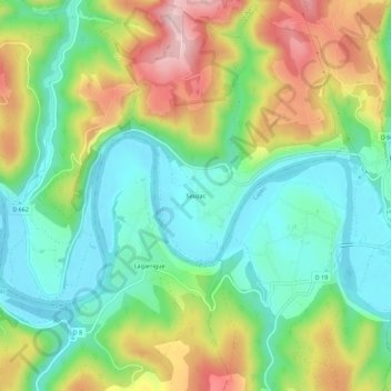 Mapa topográfico Seuzac, altitude, relevo