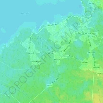 Mapa topográfico Le Gard, altitude, relevo