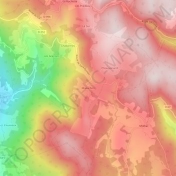Mapa topográfico Moliachon, altitude, relevo