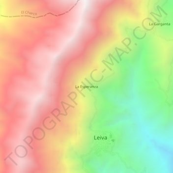 Mapa topográfico La Esperanza, altitude, relevo