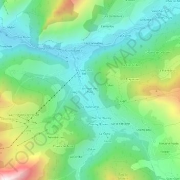 Mapa topográfico Le Fayet d'en Haut, altitude, relevo