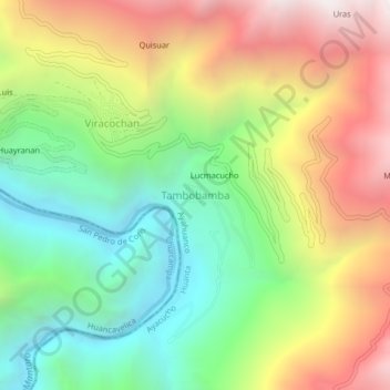 Mapa topográfico Tambobamba, altitude, relevo