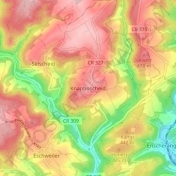 Mapa topográfico Knaphoscheid, altitude, relevo