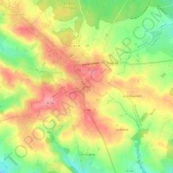 Mapa topográfico La Foye, altitude, relevo