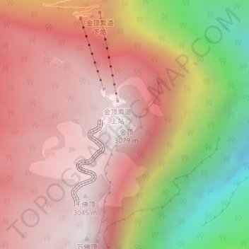 Mapa topográfico Monte Emei, altitude, relevo