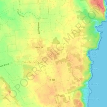 Mapa topográfico Gros Caps, altitude, relevo