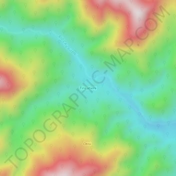 Mapa topográfico Tincabeni, altitude, relevo